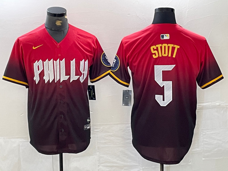 Men's Philadelphia Phillies Bryson Stott #5 Red 2024 City Connect Limited Jersey